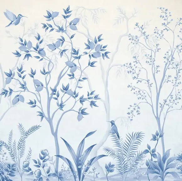 Tree Design Wall Mural - Blue, Non-Woven Paper