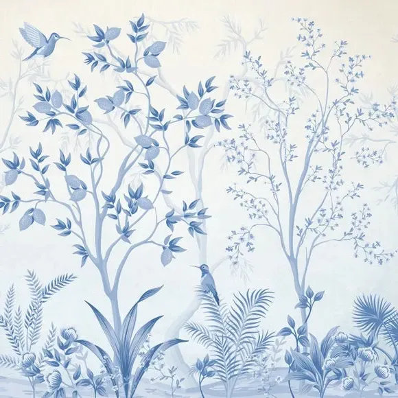 Tree Design Wall Mural - Blue, Non-Woven Paper