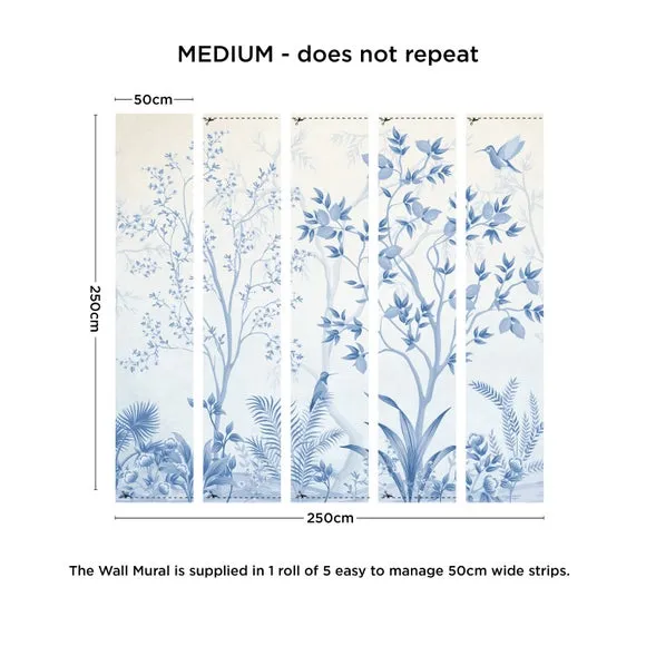 Tree Design Wall Mural - Blue, Non-Woven Paper