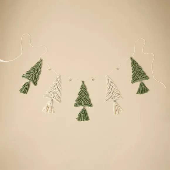 Tree Garland Decoration - Green, Woven