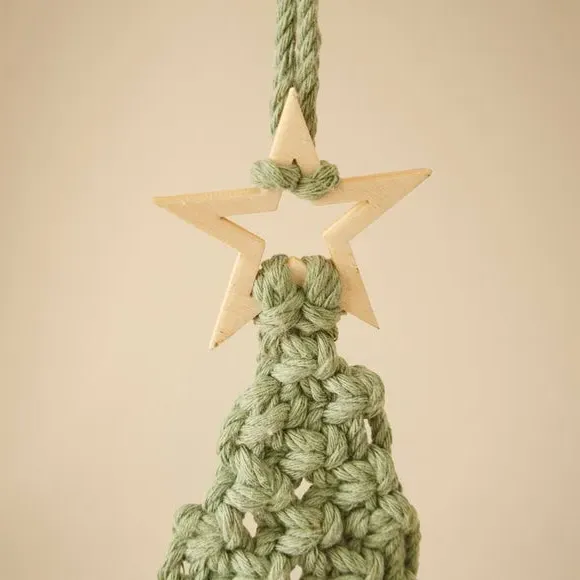 Tree Hanging Decoration - Green, Woven