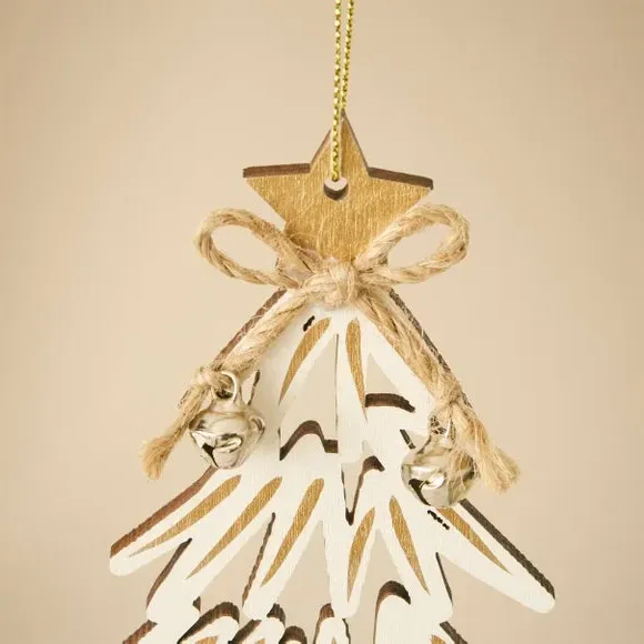 Tree Hanging Decoration - White, Wood