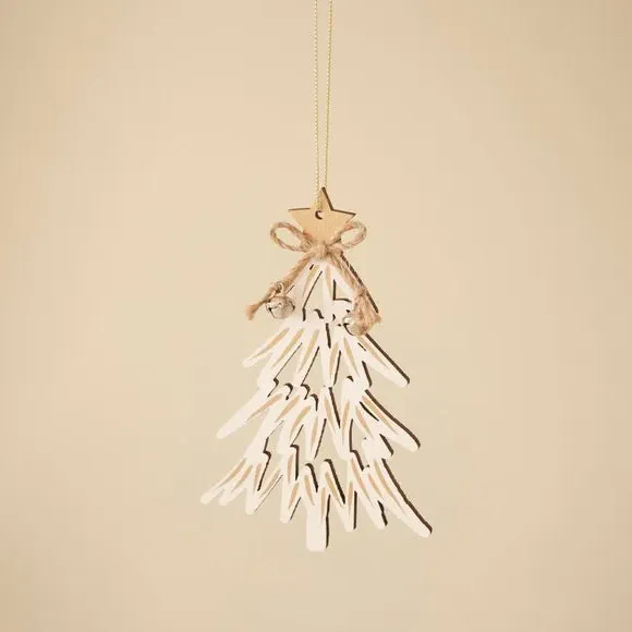Tree Hanging Decoration - White, Wood