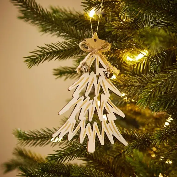 Tree Hanging Decoration - White, Wood image
