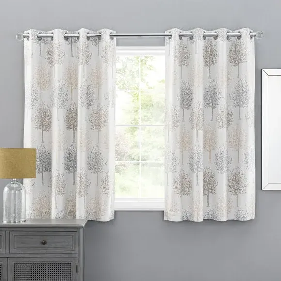 Tree Pattern Eyelet Curtains - Dove, Jacquard
