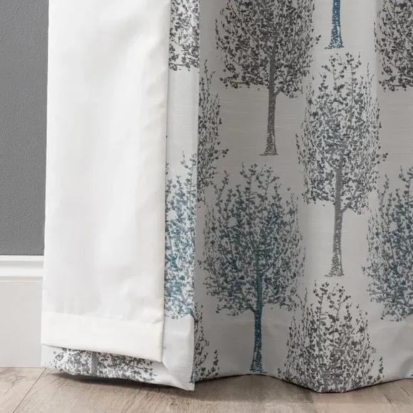 Tree Pattern Eyelet Curtains - Teal, Jacquard