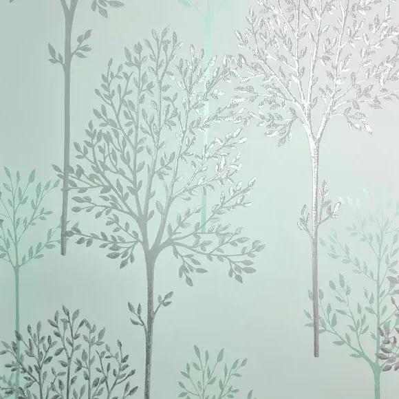 Tree Pattern Wallpaper - Duck Egg Blue