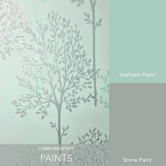 Tree Pattern Wallpaper - Duck Egg Blue