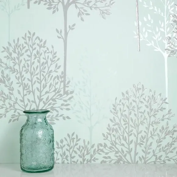 Tree Pattern Wallpaper - Duck Egg Blue