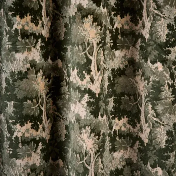 Tree Print Eyelet Curtains - Green, Velvet