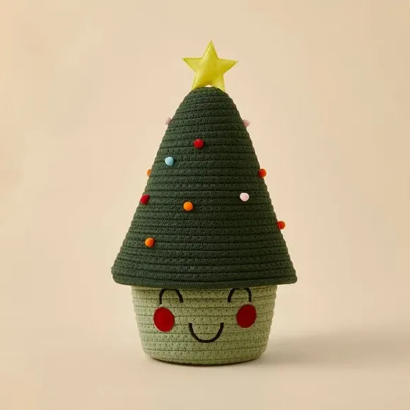 Tree Shaped Storage Basket with Lid - Green