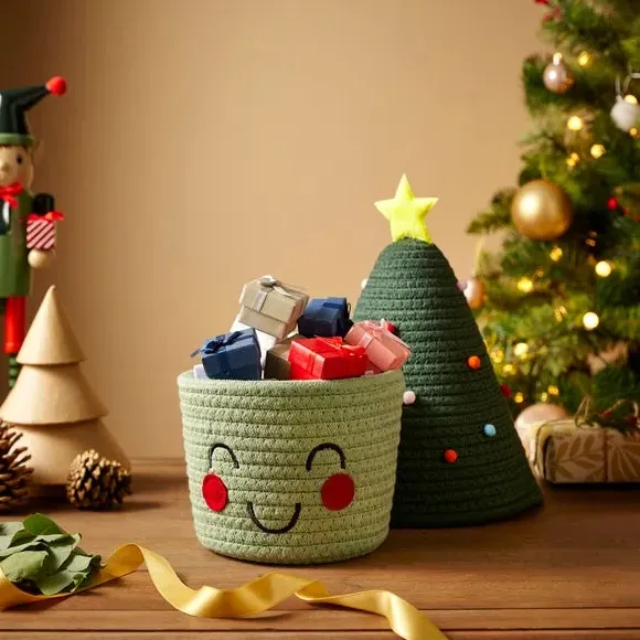 Tree Shaped Storage Basket with Lid - Green