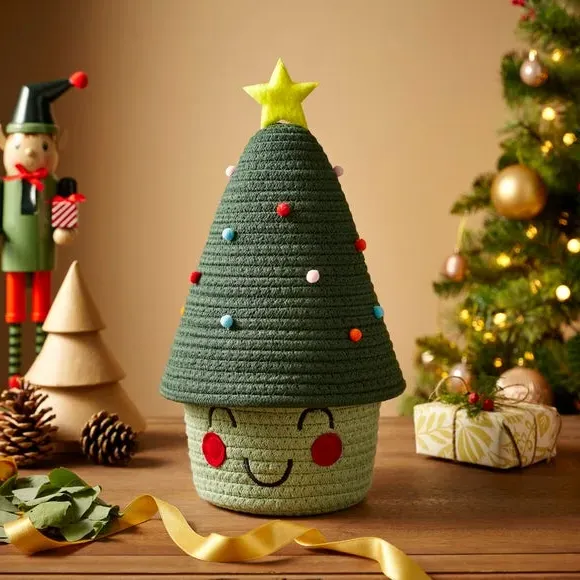 Tree Shaped Storage Basket with Lid - Green image