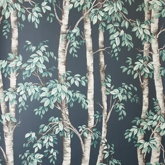 Tree Trunk Wallpaper Roll - Navy