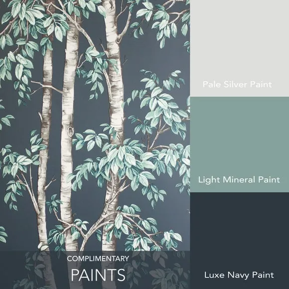 Tree Trunk Wallpaper Roll - Navy