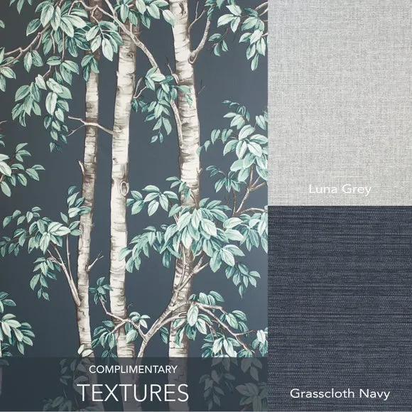 Tree Trunk Wallpaper Roll - Navy
