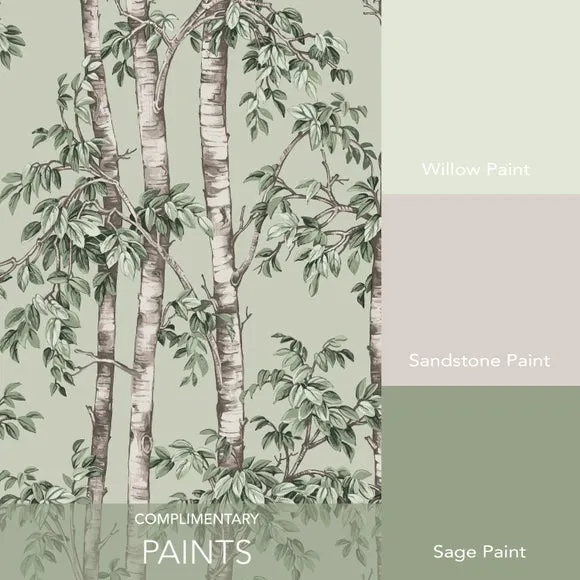 Tree Trunk Wallpaper Roll - Sage