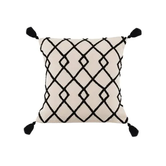 Trellis Cushion Cover with Tassels - Cotton