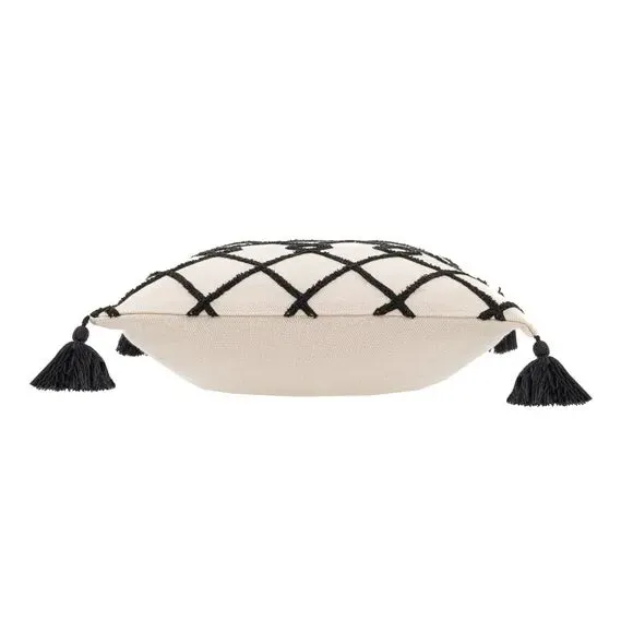 Trellis Cushion Cover with Tassels - Cotton