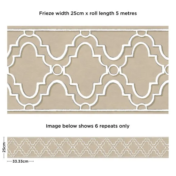 Trellis Wallpaper Border - Beige, Non-Woven