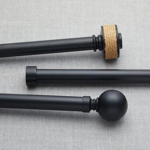 Trinity Curtain Finials - Matt Black, Metal