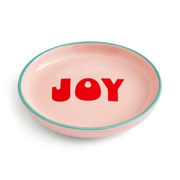 Trinket Dish with Retro Design - Pink, Ceramic