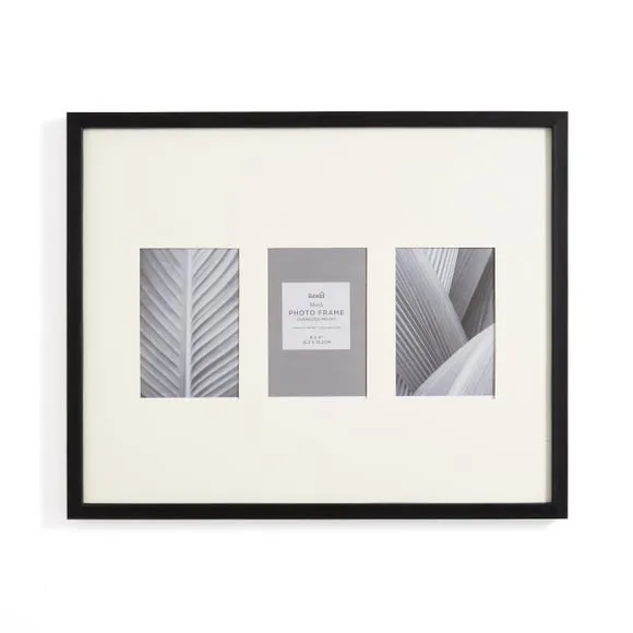 Triple Photo Frame with Mount - Black