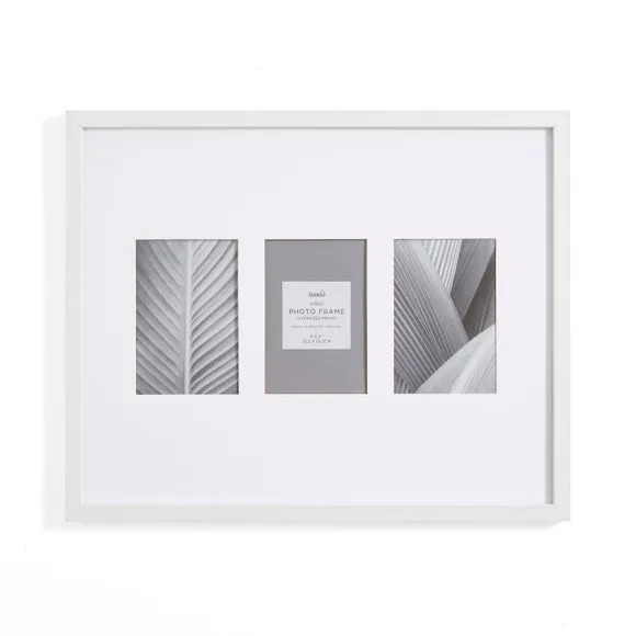 Triple Photo Frame with Mount - White