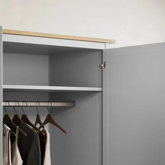 Triple Wardrobe with Drawers - Grey
