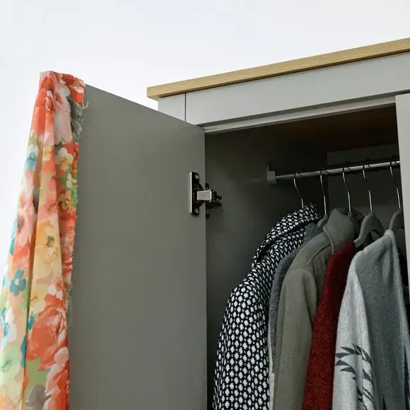 Triple Wardrobe with Drawers - Grey, Foiled