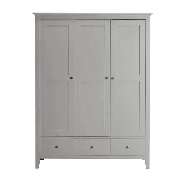 Triple Wardrobe with Drawers - Grey