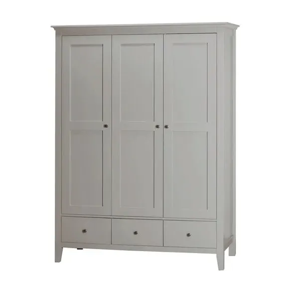 Triple Wardrobe with Drawers - Grey