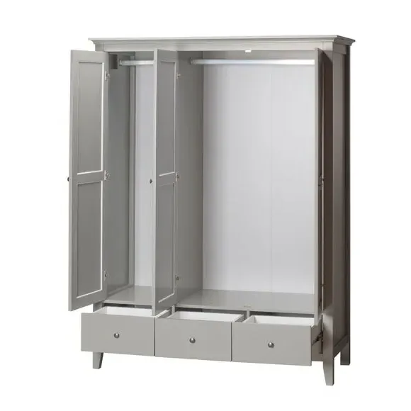 Triple Wardrobe with Drawers - Grey