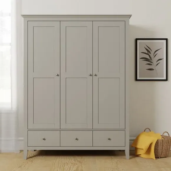 Triple Wardrobe with Drawers - Grey image