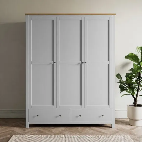 Triple Wardrobe with Drawers - Grey image