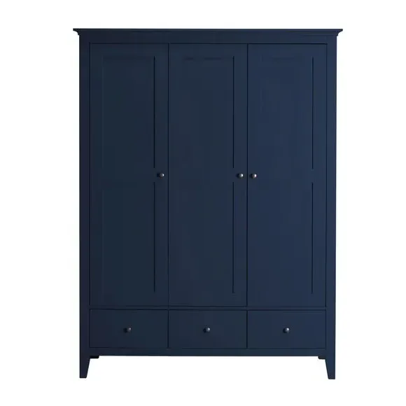 Triple Wardrobe with Drawers - Navy
