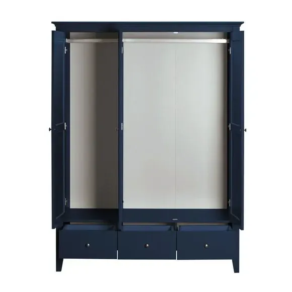 Triple Wardrobe with Drawers - Navy