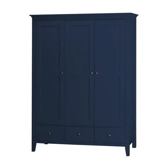 Triple Wardrobe with Drawers - Navy