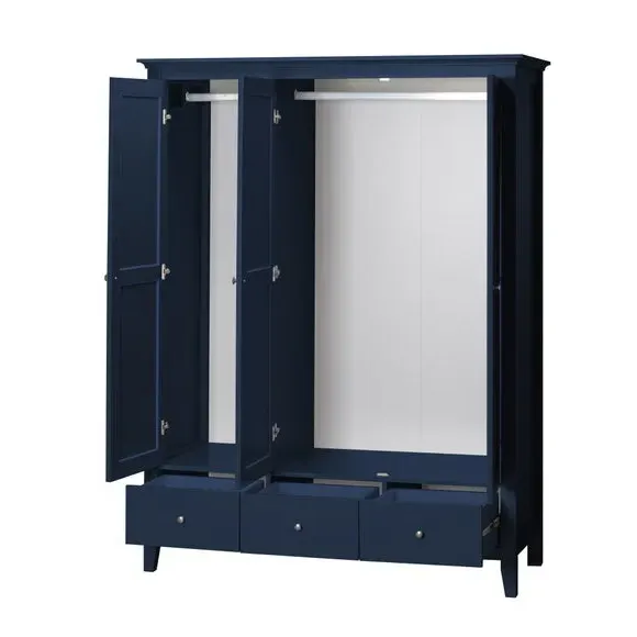 Triple Wardrobe with Drawers - Navy