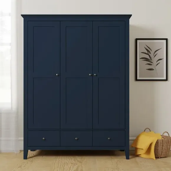 Triple Wardrobe with Drawers - Navy