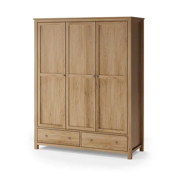 Triple Wardrobe with Drawers - Oak
