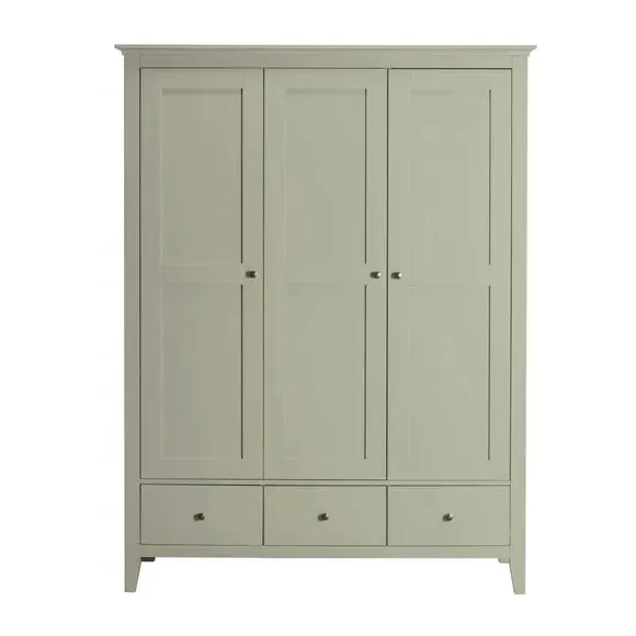 Triple Wardrobe with Drawers - Sage