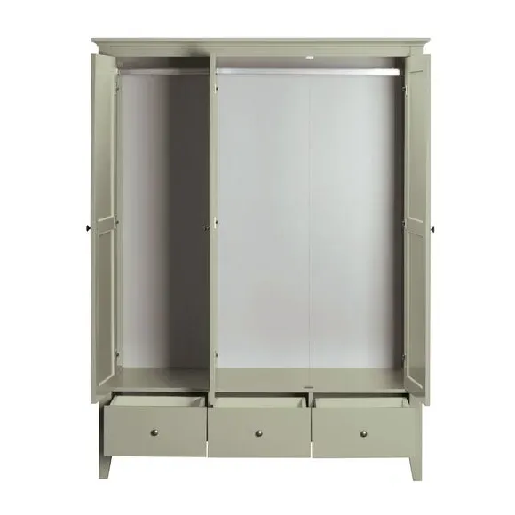 Triple Wardrobe with Drawers - Sage