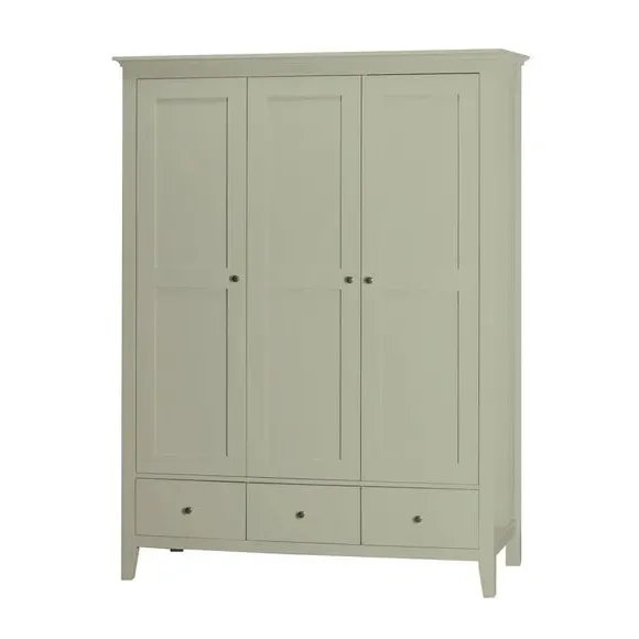 Triple Wardrobe with Drawers - Sage