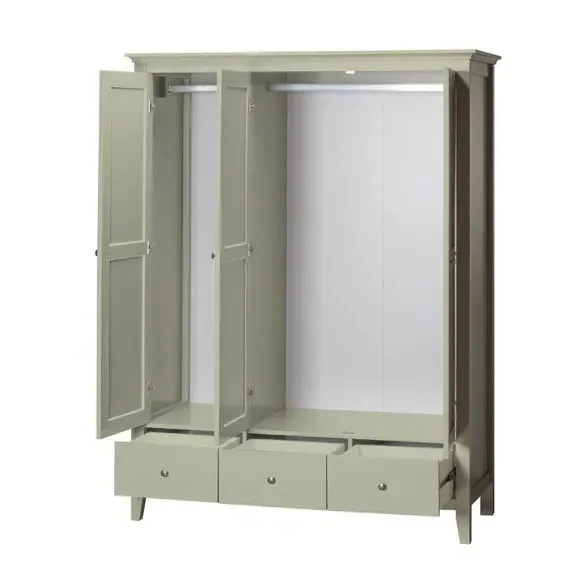 Triple Wardrobe with Drawers - Sage