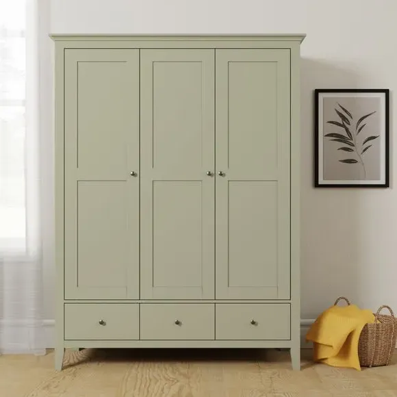 Triple Wardrobe with Drawers - Sage
