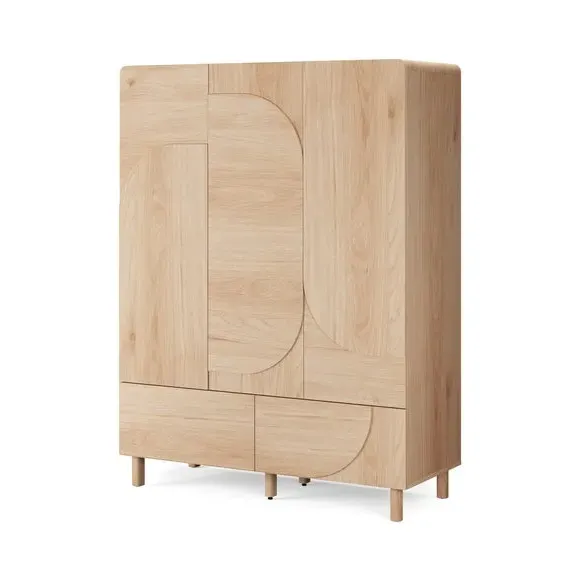 Triple Wardrobe with Push Doors - Light Oak