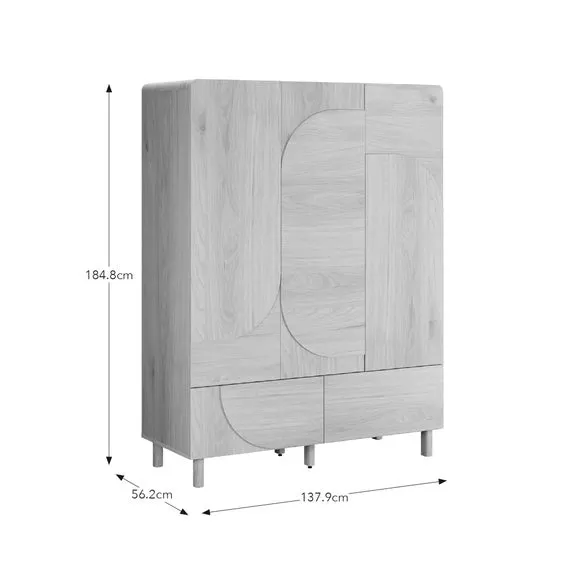 Triple Wardrobe with Push Doors - Light Oak