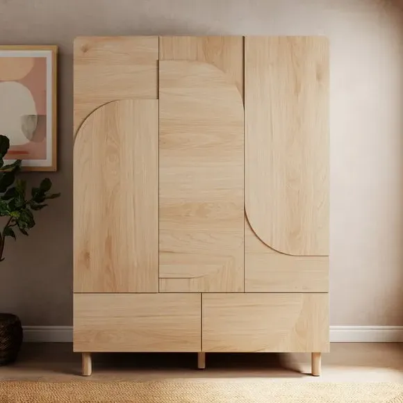 Triple Wardrobe with Push Doors - Light Oak image