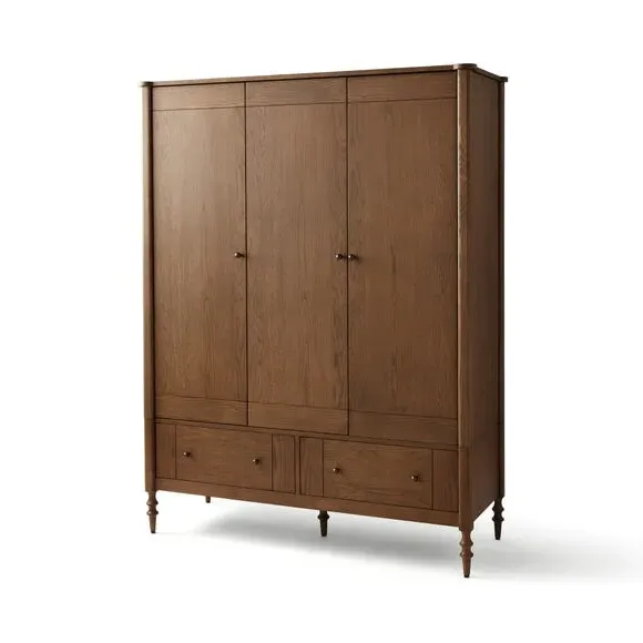 Triple Wardrobe with Rails - Light Oak, Wood